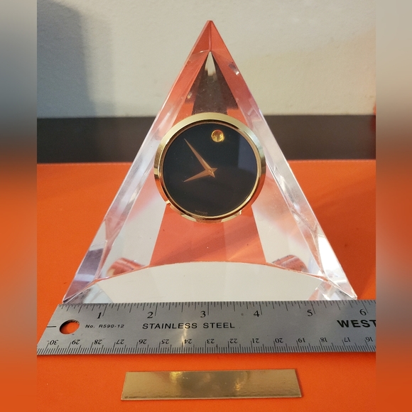 Movado Crystal Pyramid Clock goldtone - Picture 3 of 9